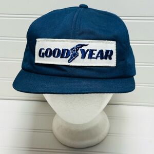 Vintage 80’s Goodyear Tires Hat SnapBack Cap Navy Swingster USA